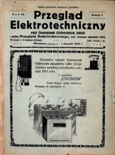Przegląd Elektrotechniczny : organ Stowarzyszenia Elektrotechników Polskich R. VII z. 1 (1925)