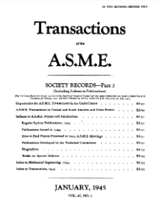 Transactions of the American Society of Mechanical Engineers vol. 67 (1945) - Index