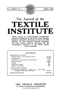The Journal of the Textile Institute vol. 36 no. 4 1945