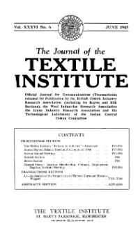 The Journal of the Textile Institute vol. 36 no. 6 1945