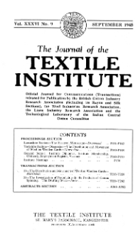 The Journal of the Textile Institute vol. 36 no. 9 1945