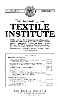 The Journal of the Textile Institute vol. 36 no. 10 1945