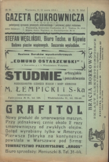 Gazeta cukrownicza R. 21, t. 41 nr 25 (1914)