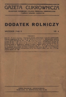 Gazeta cukrownicza Dodatek rolniczy nr 4 (1946)