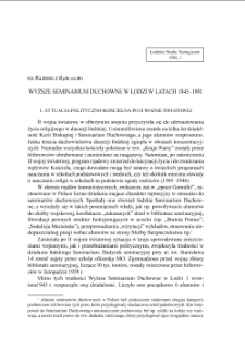 WYŻSZE SEMINARIUM DUCHOWNE W ŁODZI w latach 1945–1991