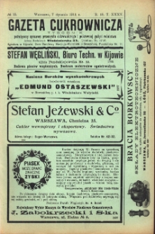 Gazeta cukrownicza R. 18, t. 35 nr 15 (1911)