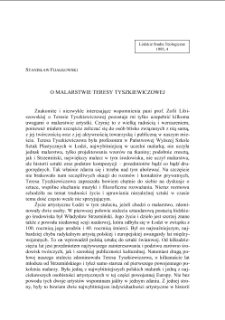 O MALARSTWIE TERESY TYSZKIEWICZOWEJ