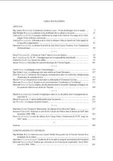 TABLE DES MATIÈRES 1996