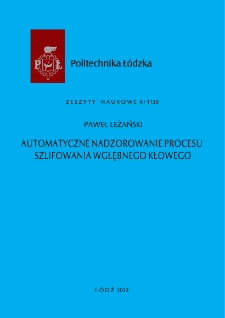 Automatyczne nadzorowanie procesu szlifowania wgłębnego kłowego