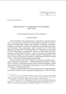 BISKUPI POLSCY NA SOBORZE WATYKAŃSKIM I (1869–1870)