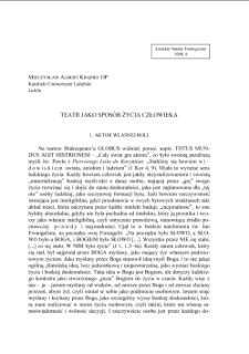 TEATR JAKO SPOSÓB ŻYCIA CZŁOWIEKA
