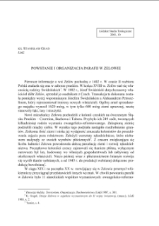 POWSTANIE I ORGANIZACJA PARAFII W ZELOWIE