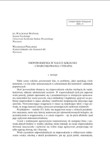 NIEPOWODZENIA W NAUCE SZKOLNEJ– UWARUNKOWANIA I TERAPIA
