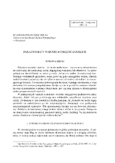 PARADYGMATY WARTOŚCI CHRZEŚCIJAŃSKICH