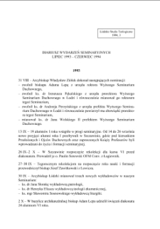 DIARIUSZ WYDARZEŃ SEMINARYJNYCH LIPIEC 1993 – CZERWIEC 1994