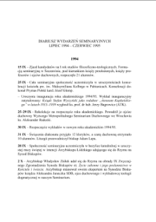 DIARIUSZ WYDARZEŃ SEMINARYJNYCH LIPIEC 1994 – CZERWIEC 1995