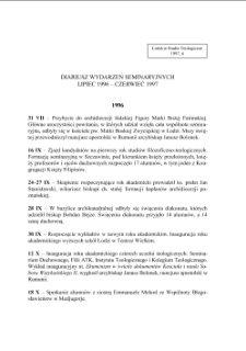 DIARIUSZ WYDARZEŃ SEMINARYJNYCH LIPIEC 1996 – CZERWIEC 1997