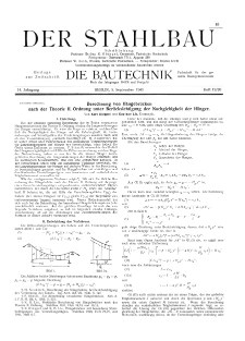 Der Stahlbau : Beilage zur Zeitschrift Die Bautechnik Jg. 14 H. 19-20 (1941)