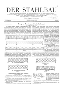 Der Stahlbau : Beilage zur Zeitschrift Die Bautechnik Jg. 16 H. 8-9 (1943)