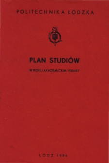 Plan studi&oacute;w na rok akademicki 1986/87