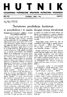 Hutnik : miesięcznik Związku Polskich Hut Żelaznych R. XIII nr 7 (1946)