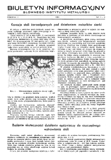 Biuletyn Informacyjny Gł&oacute;wnego Instytutu Metalurgii R. II nr 7-8 (1951)