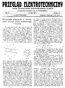 Przegląd Elektrotechniczny : organ Stowarzyszenia Elektrotechników Polskich R. IX z. 10 (1927)