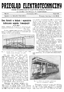 Przegląd Elektrotechniczny : organ Stowarzyszenia Elektrotechników Polskich R. IX z. 22 (1927)