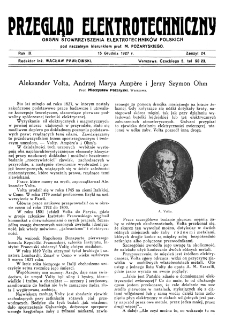 Przegląd Elektrotechniczny : organ Stowarzyszenia Elektrotechników Polskich R. IX z. 24 (1927)