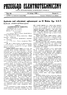 Przegląd Elektrotechniczny : organ Stowarzyszenia Elektrotechników Polskich R. XX z. 4 (1938)