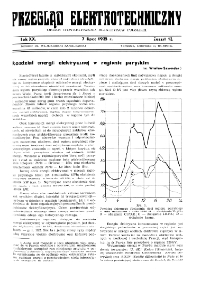 Przegląd Elektrotechniczny : organ Stowarzyszenia Elektrotechników Polskich R. XX z. 13 (1938)
