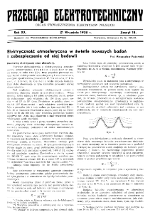 Przegląd Elektrotechniczny : organ Stowarzyszenia Elektrotechników Polskich R. XX z. 18 (1938)