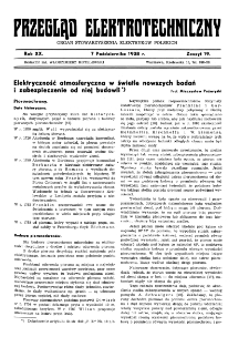 Przegląd Elektrotechniczny : organ Stowarzyszenia Elektrotechników Polskich R. XX z. 19 (1938)