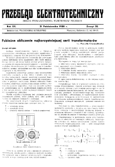 Przegląd Elektrotechniczny : organ Stowarzyszenia Elektrotechników Polskich R. XX z. 20 (1938)
