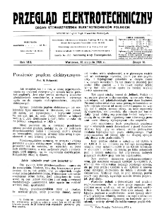 Przegląd Elektrotechniczny : organ Stowarzyszenia Elektrotechników Polskich R. VIII z. 16 (1926)