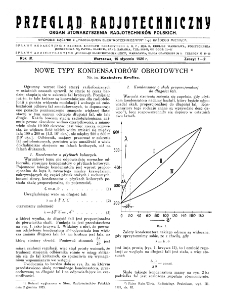 Przegląd Radjotechniczny: ogłaszany staraniem Sekcji Radjotechnicznej Stow. Elektr. Polskich R. IV z. 1-2 (1926)