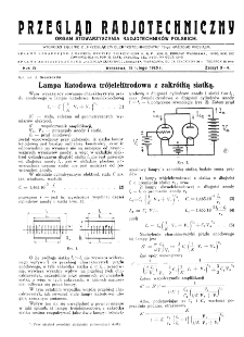 Przegląd Radjotechniczny: ogłaszany staraniem Sekcji Radjotechnicznej Stow. Elektr. Polskich R. IV z. 3-4 (1926)
