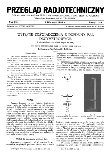 Przegląd Radjotechniczny: ogłaszany staraniem Sekcji Radjotechnicznej Stow. Elektr. Polskich R. XII z. 1-2 (1934)