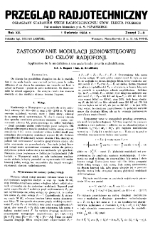 Przegląd Radjotechniczny: ogłaszany staraniem Sekcji Radjotechnicznej Stow. Elektr. Polskich R. XII z. 7-8 (1934)