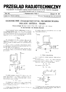 Przegląd Radjotechniczny: ogłaszany staraniem Sekcji Radjotechnicznej Stow. Elektr. Polskich R. XII z. 19-20 (1934)