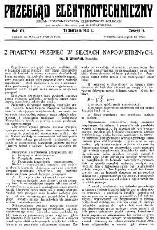 Przegląd Elektrotechniczny : organ Stowarzyszenia Elektrotechników Polskich R. XII z. 16 (1930)