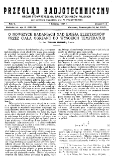 Przegląd Radjotechniczny: ogłaszany staraniem Sekcji Radiotechnicznej Stow. Elektr. Polskich R. V z. 7-8 (1927)