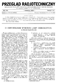 Przegląd Radjotechniczny: ogłaszany staraniem Sekcji Radiotechnicznej Stow. Elektr. Polskich R. VIII z. 7-8 (1930)