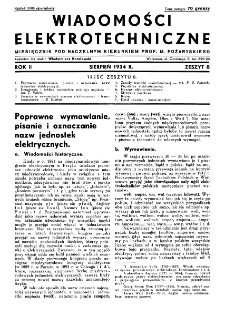 Wiadomości Elektrotechniczne : miesięcznik pod naczelną redakcją prof. M. Pożaryskiego. R. II nr 8 (1934)