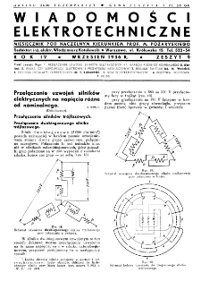 Wiadomości Elektrotechniczne : miesięcznik pod naczelną redakcją prof. M. Pożaryskiego. R. IV nr 9 (1936)