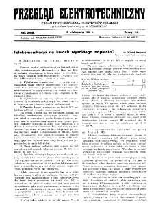 Przegląd Elektrotechniczny : organ Stowarzyszenia Elektrotechników Polskich R. XVIII z. 22 (1936)