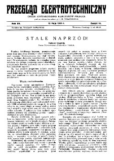 Przegląd Elektrotechniczny : organ Stowarzyszenia Elektrotechników Polskich R. XV z. 10 (1933)