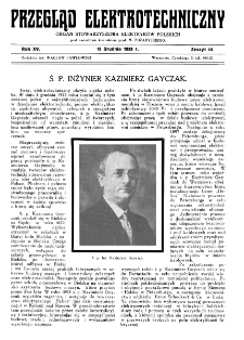 Przegląd Elektrotechniczny : organ Stowarzyszenia Elektrotechników Polskich R. XV z. 24 (1933)