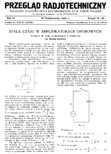 Przegląd Radjotechniczny: ogłaszany staraniem Sekcji Radjotechnicznej Stow. Elektr. Polskich R. XI z. 19-20 (1933)