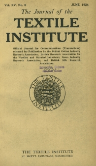 The Journal of the Textile Institute Vol. XV No. 6 (1924)